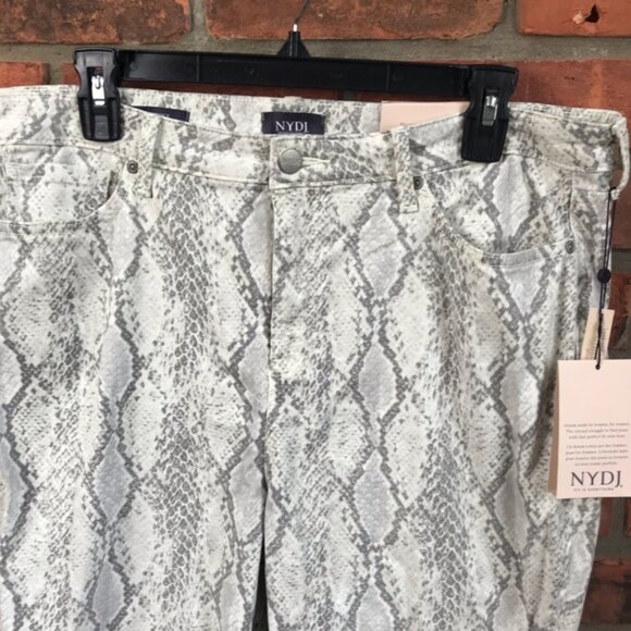 NYDJ NEW Ami High Rise Animal Snakeskin Print Jeans Slim Pant Stretch Gray  16 - Picture 7 of 16